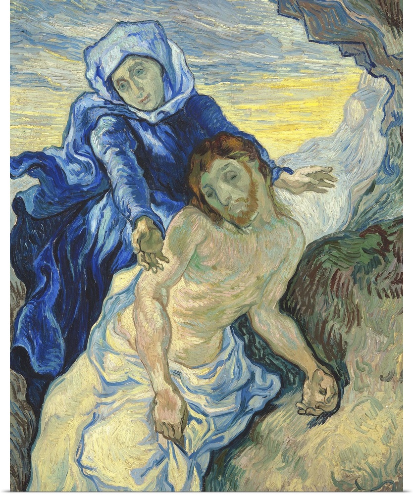 Pieta, 1890, oil on canvas.  By Vincent van Gogh (1853-90).