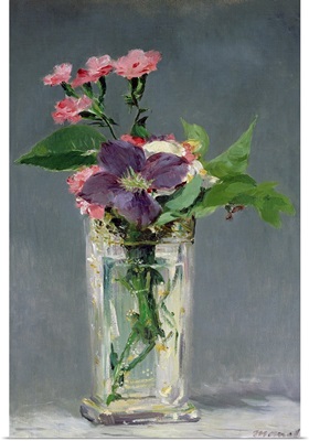 Pinks and Clematis in a Crystal Vase, c.1882