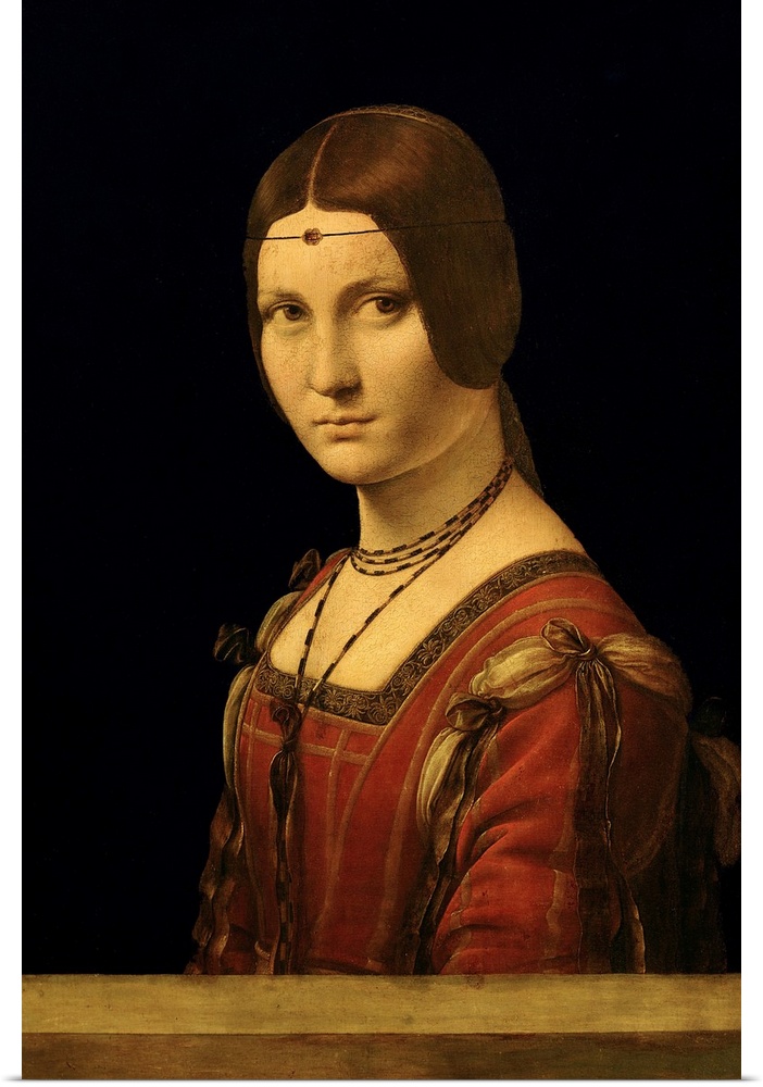 XIR34379 Portrait of a Lady from the Court of Milan, c.1490-95 (oil on panel)  by Vinci, Leonardo da (1452-1519); 63x45 cm...