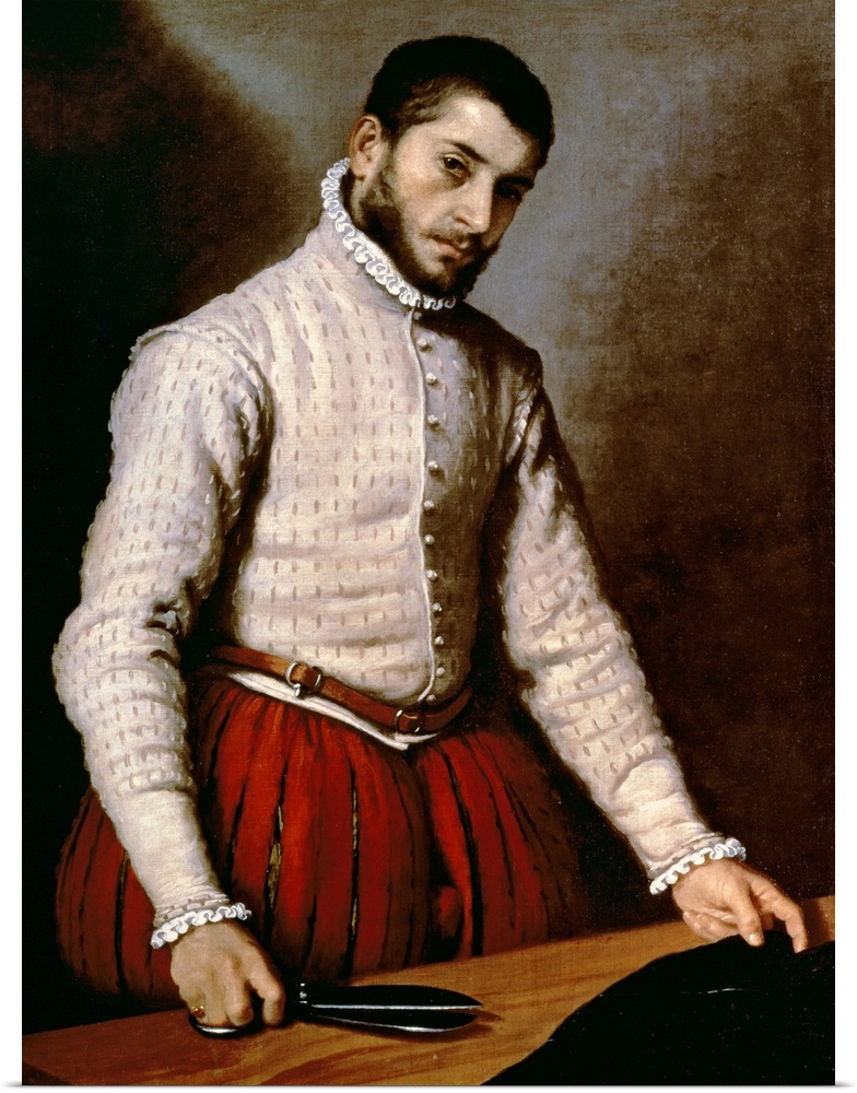 XCF966 Portrait of a Man (The Tailor) c.1570 (oil on canvas)  by Moroni, Giovanni Battista (c.1525-78); 97.8x74.9 cm; Nati...