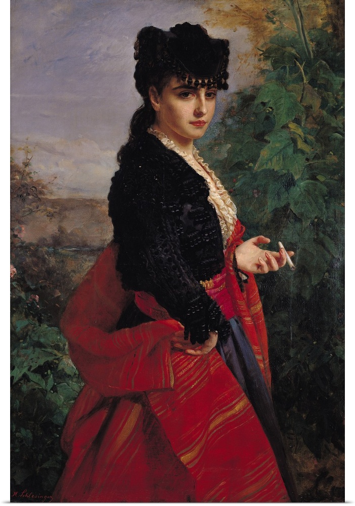 XIR158876 Portrait of a Spanish Woman (oil on canvas) by Schlesinger, Heinrich Wilhelm (1814-93)