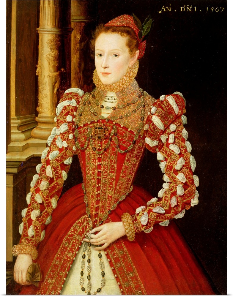 XYC153957 Portrait of a Woman, 1567 (oil on panel) by English School, (16th century)