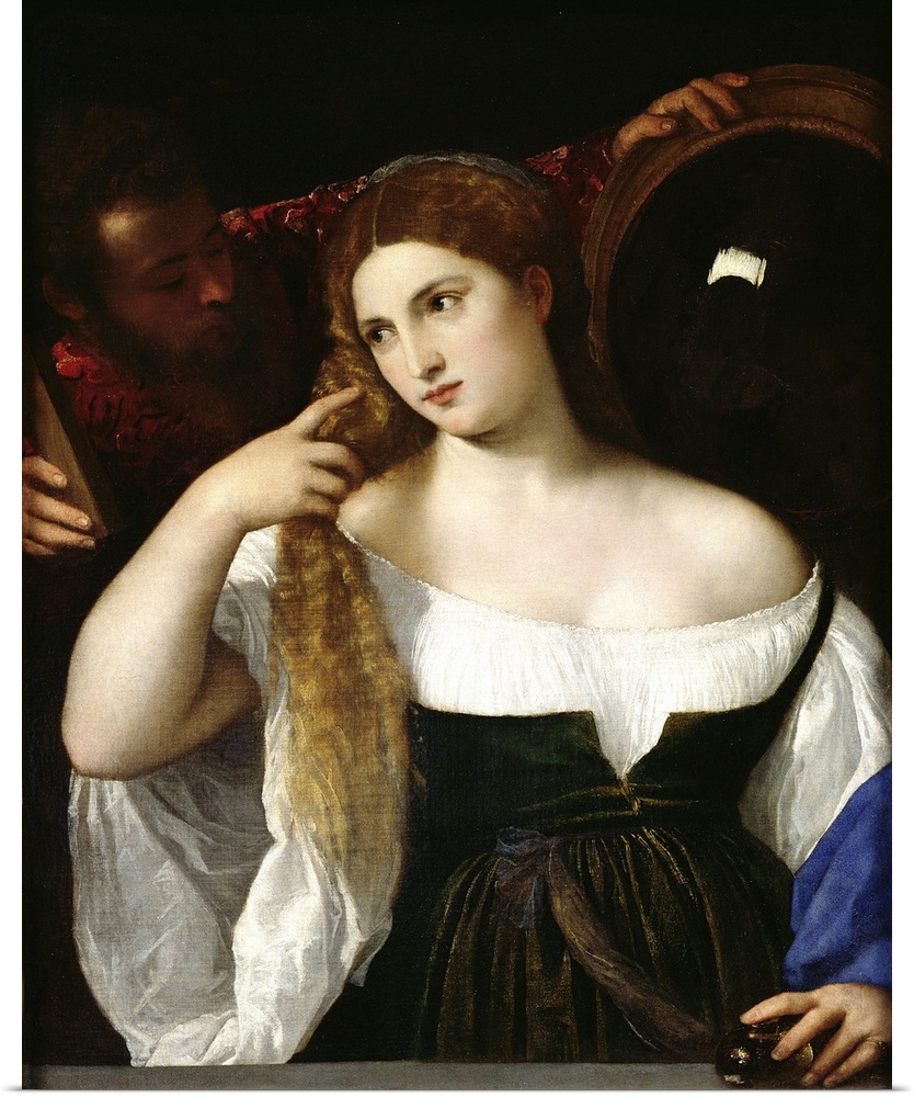 XIR57328 Portrait of a Woman at her Toilet, 1512-15 (oil on canvas)  by Titian (Tiziano Vecellio) (c.1488-1576); 93x76 cm;...