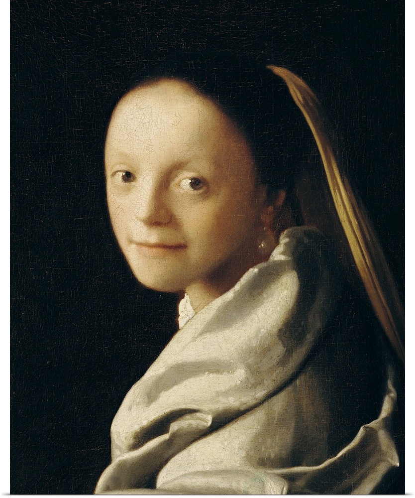 XIR113451 Portrait of a Young Woman, c.1663-65 (oil on canvas)  by Vermeer, Jan (1632-75); 44x40 cm; Metropolitan Museum o...