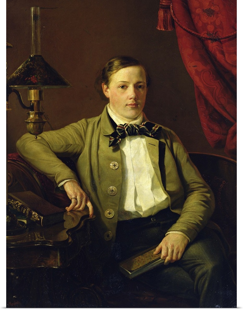 BAL329124 Portrait of Apollon Maykov, 1840 (oil on canvas)  by Mikhailov, Grigory (1814-67); Tretyakov Gallery, Moscow, Ru...