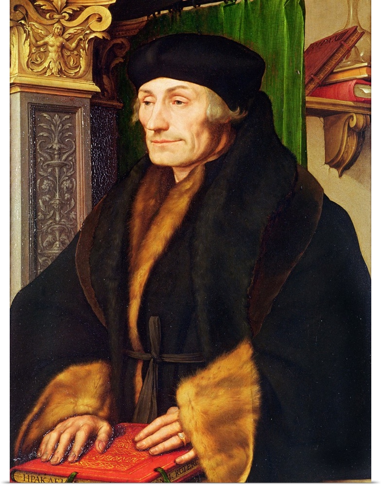 BAL5531 Portrait of Erasmus, 1523 (oil and egg tempera on panel)  by Holbein the Younger, Hans (1497/8-1543); 74.5x52.5 cm...