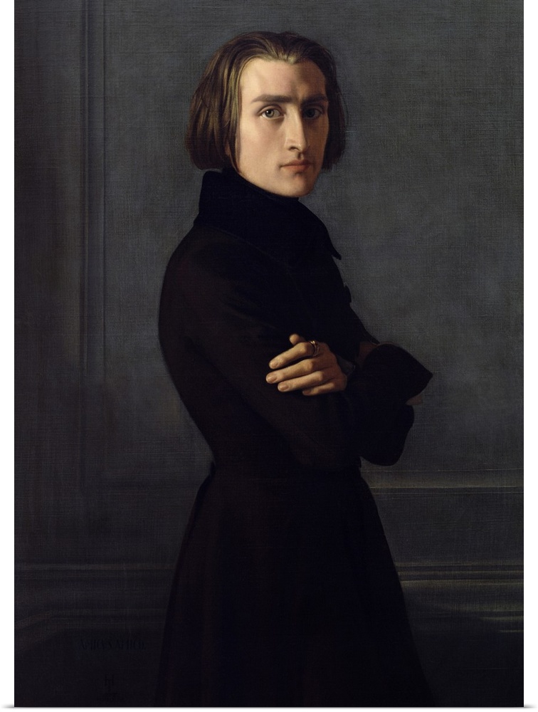 XIR19157 Portrait of Franz Liszt (1811-86) 1839 (oil on canvas)  by Lehmann, Henri (Karl Ernest Rudolf Heinrich Salem) (18...