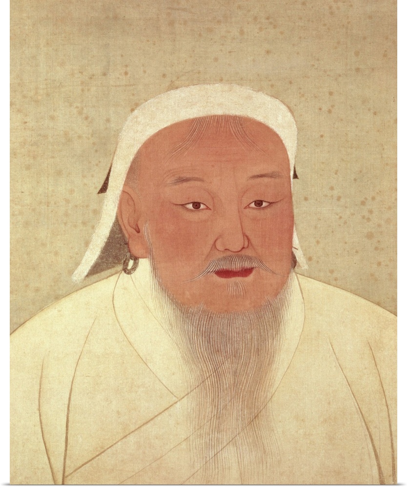 XTD69948 Portrait of Genghis Khan (c.1162-1227), Mongol Khan, founder of the Imperial Dynasty, the Yuan, making China the ...