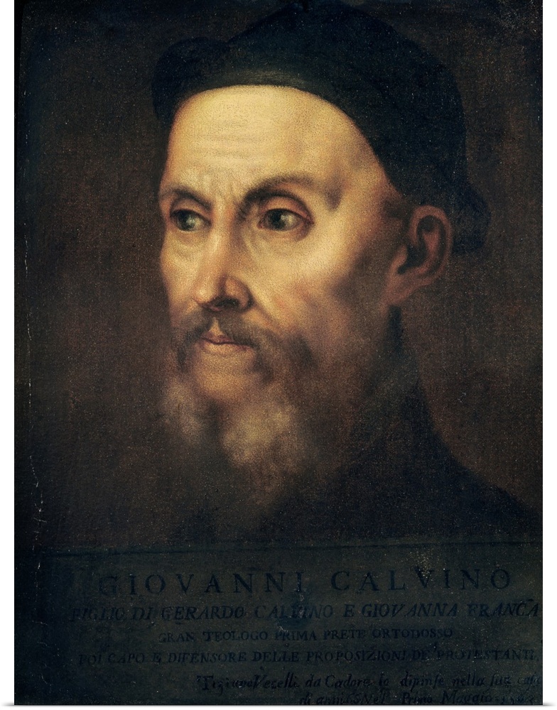 XIR80411 Portrait of John Calvin (1509-64) (oil on canvas)  by Titian (Tiziano Vecellio) (c.1488-1576); 66.5x57.5 cm; The ...