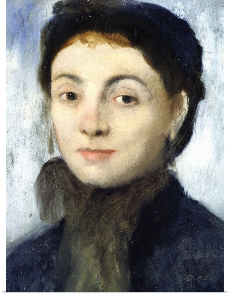 XKH141382 Portrait of Josephine Gaujelin, 1867 (oil on mahogany panel)  by Degas, Edgar (1834-1917); 35x26.5 cm; Hamburger...