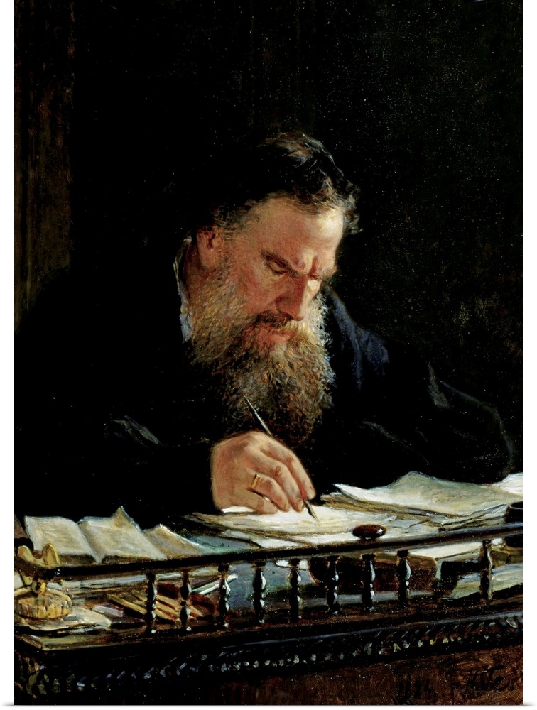 XIR154125 Portrait of Lev Tolstoy (1828-1910) (oil on canvas)  by Gay, Nikolai Nikolajevitch (1831-94); State Russian Muse...