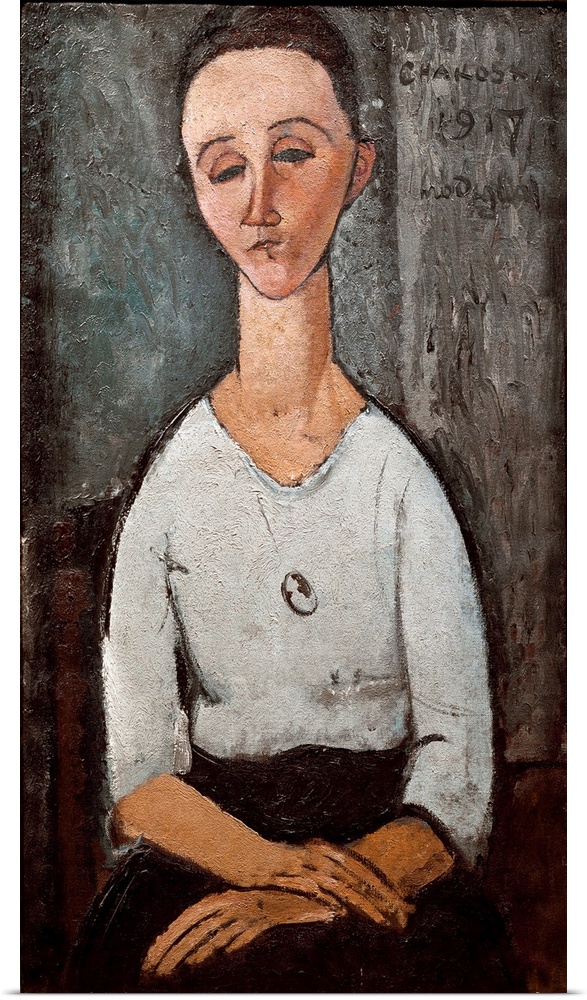 Portrait of Mrs. Chakoska. Painting by Amedeo Modigliani (1884-1920), 1917.