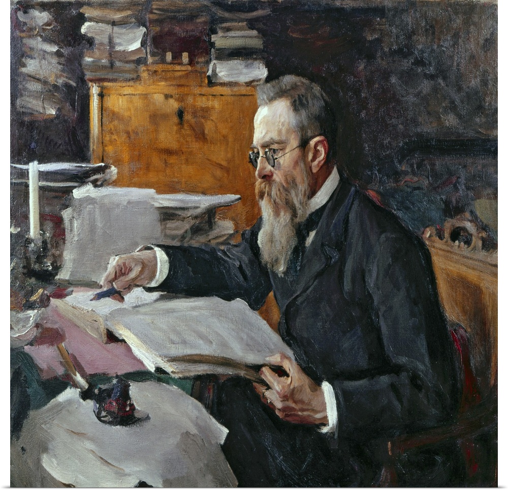 XPH330635 Portrait of Nikolai Andreyevich Rimsky-Korsakov (oil on canvas)  by Serov, Valentin Aleksandrovich (1865-1911); ...