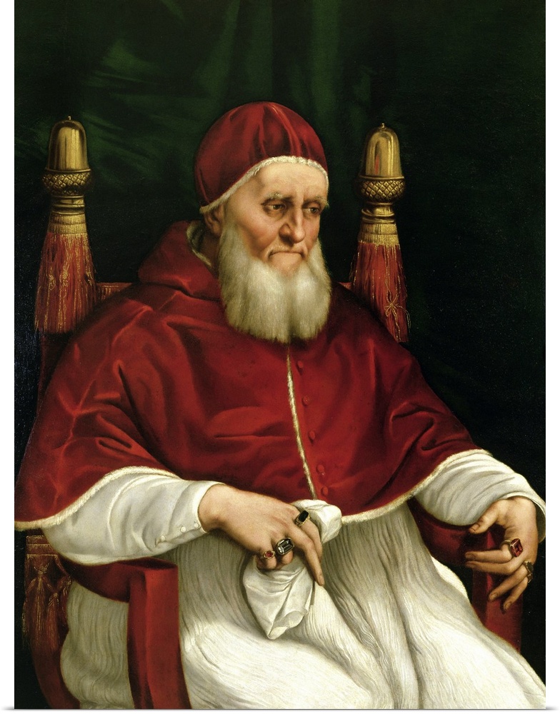 XAL162106 Portrait of Pope Julius II (1443-1513) c.1512 (oil on panel) by Raphael (Raffaello Sanzio of Urbino) (1483-1520)...