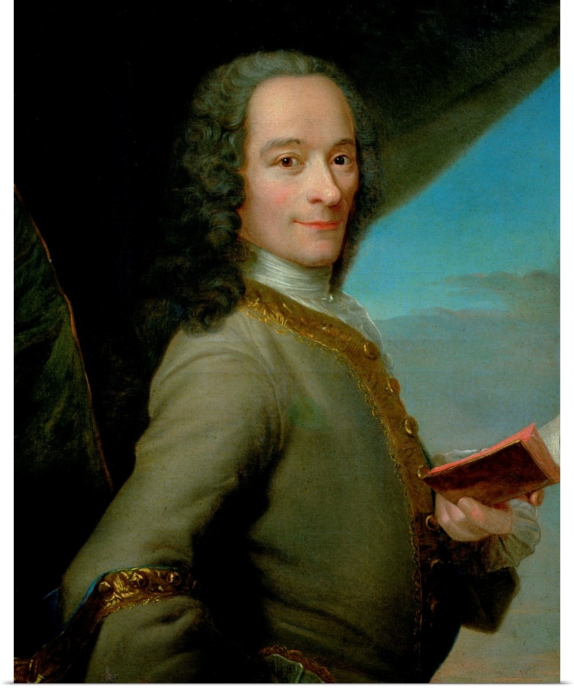 XIR154627 Portrait of the Young Voltaire (1694-1778) (oil on canvas) by French School, (18th century); Musee Antoine Lecuy...