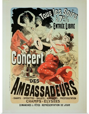 poster advertising an 'Ambassadors' Concert', Champs Elysees, Paris, 1884