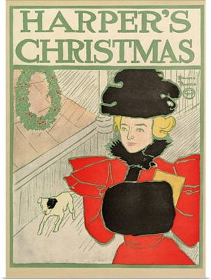 Poster advertising Harper's New Monthly Magazine, Christmas 1894 (colour litho)