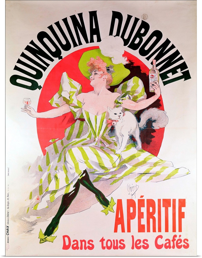 XIR139138 Poster advertising 'Quinquina Dubonnet' aperitif, 1895 (colour litho)  by Cheret, Jules (1836-1932); colour lith...