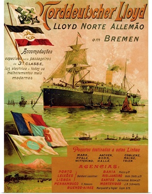 Poster advertising the North German Lloyd Line, 1898