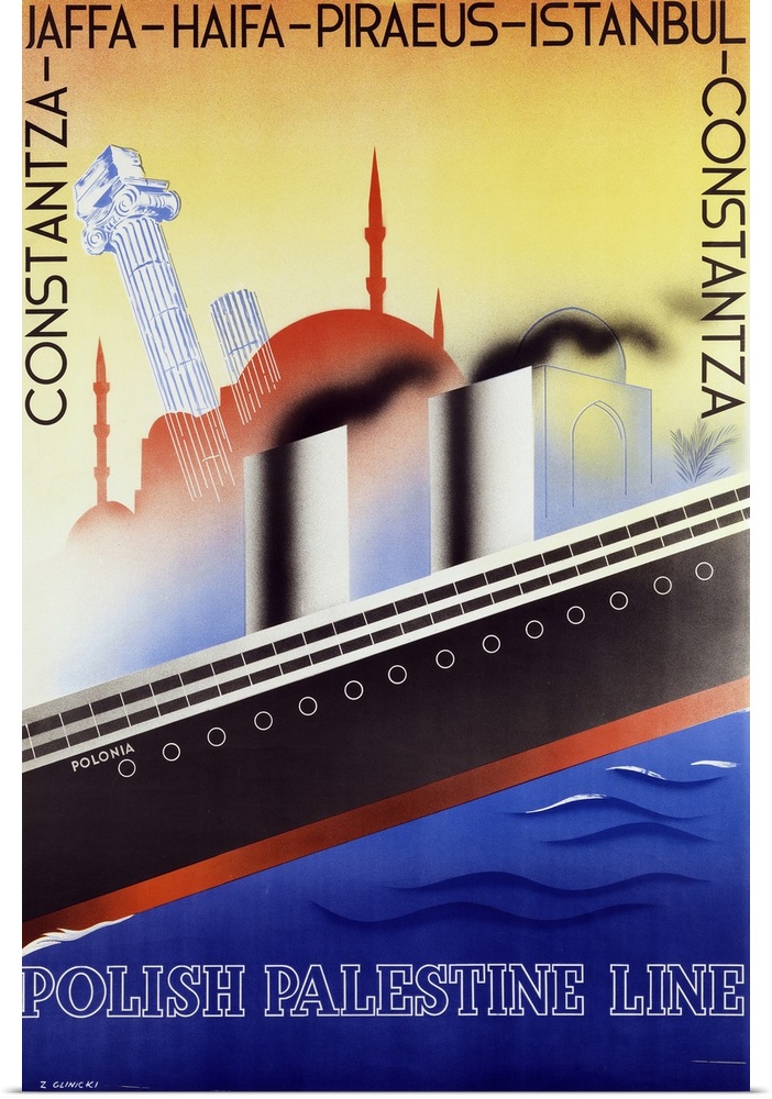 IMJ407789 Poster advertising the Polish Palestine Line, c.1933 (colour litho) by Glinicki, Zygmunt (1898-1940); The Israel...