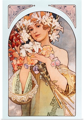 Poster By Alphonse Mucha: 'The Flower' From Flowers Series, 1897