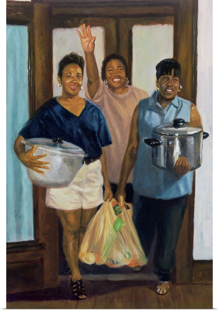 Pot Luck Party, 1998 (oil on board) by Colin Bootman.