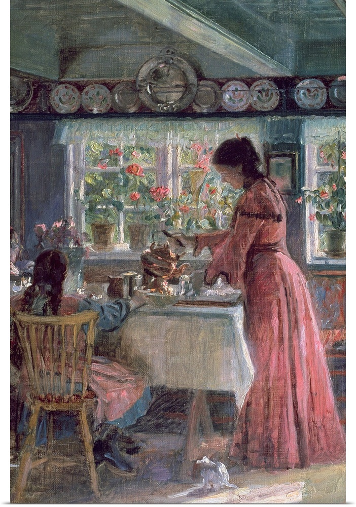 BAL23426 Pouring the Morning Coffee, 1906 (oil on canvas) by Tuxen, Laurits Regner (1853-1927); 41x33 cm; Skagens Museum, ...