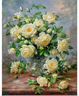 Princess Diana Roses in a Cut Glass Vase