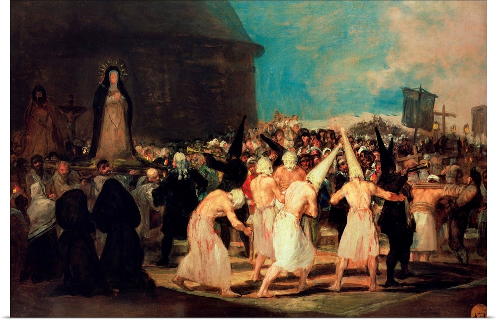 XIR541 Procession of Flagellants, 1815-19 (oil on canvas)  by Goya y Lucientes, Francisco Jose de (1746-1828); 46x73 cm; R...