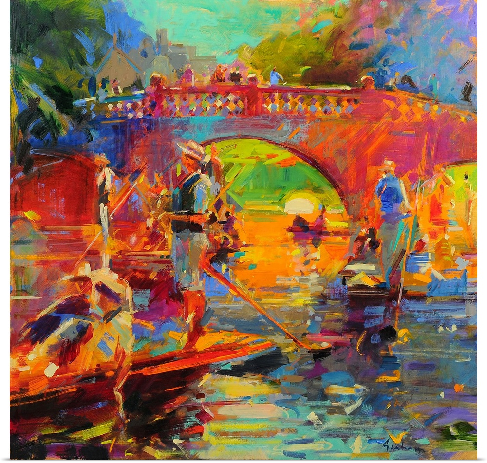 Punts, Clare Bridge (originally oil on canvas) by Graham, Peter