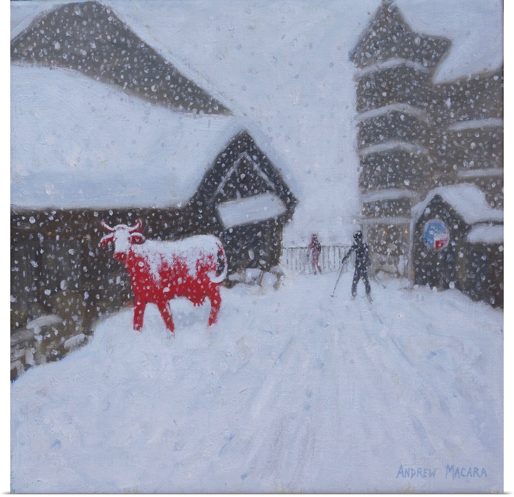 Red Cow, Les Arcs. 2018 (originally oil on canvas) by Macara, Andrew