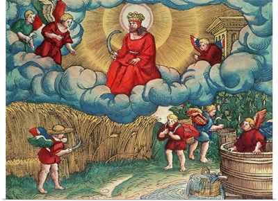 Revelations 14:14 - The Reaper, Vision of Armageddon, from the Luther Bible, c.1530