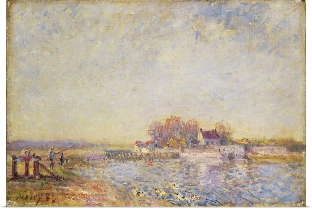 River Scene With Ducks, 1881 (Originally oil on canvas)