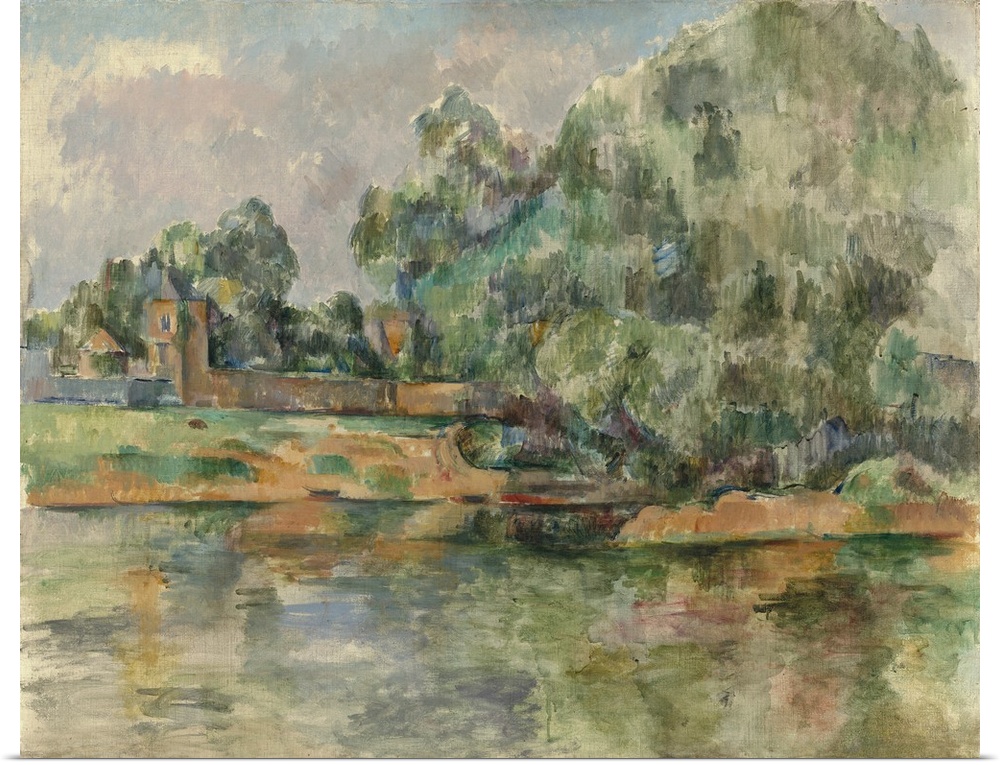 Riverbank, c. 1895, oil on canvas.  By Paul Cezanne (1839-1906).