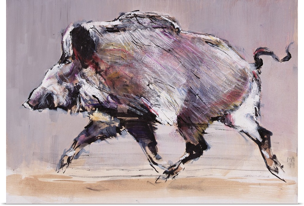 Contemporary wildlife painting of a wild boar.