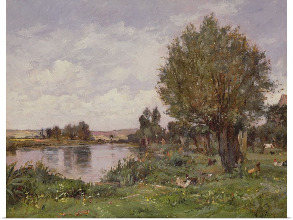 Rural river scene, 1875 (oil on panel)