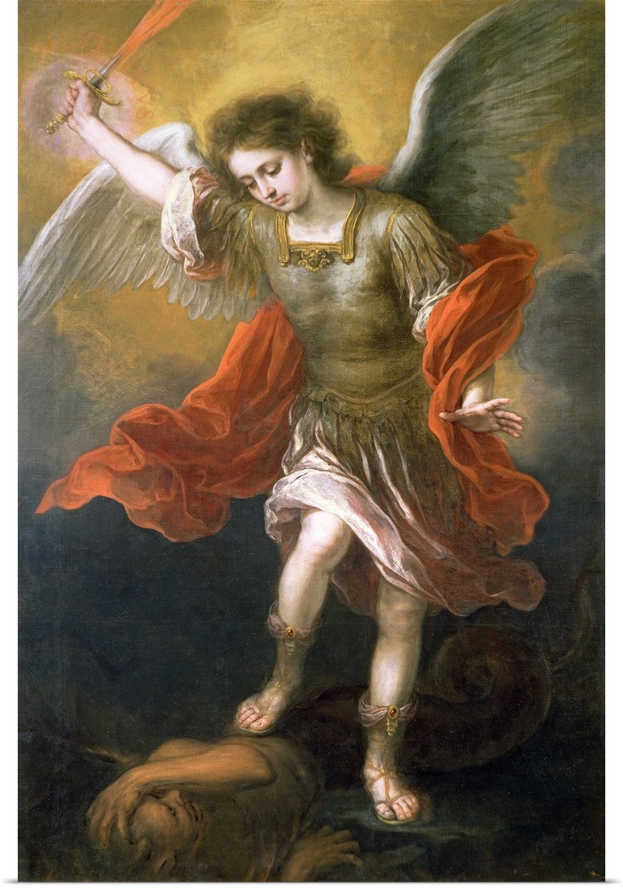 XAM68661 Saint Michael banishes the devil to the abyss, 1665/68  by Murillo, Bartolome Esteban (1618-82); oil on canvas; 1...