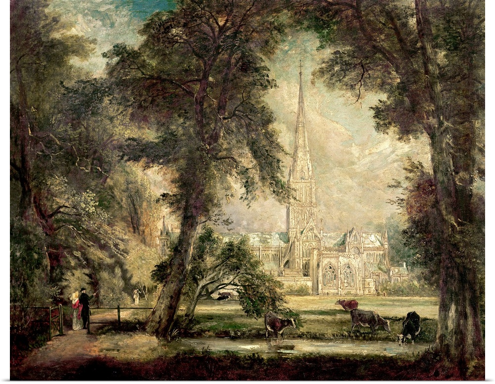 XIR179355 Salisbury Cathedral from the Bishop's Grounds, c.1822-23 (oil on canvas); by Constable, John (1776-1837); Museu ...