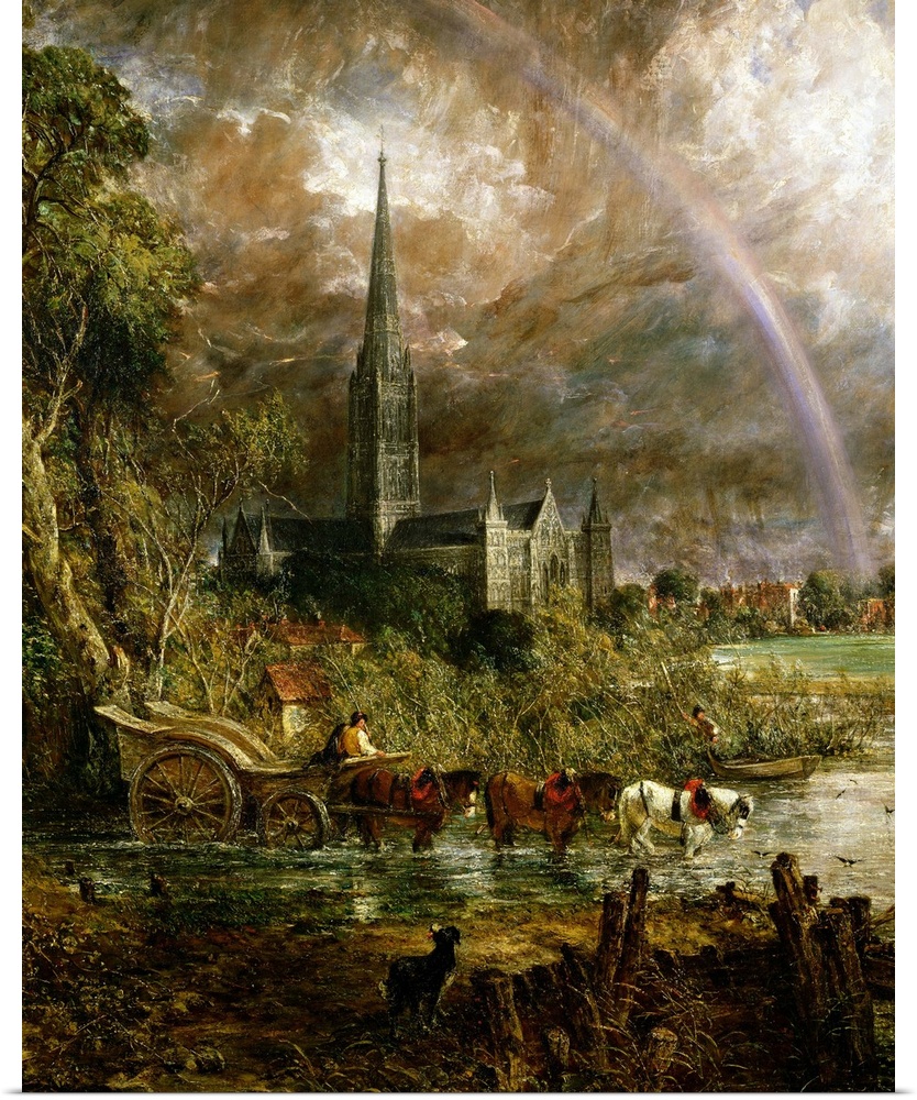 Credit: Salisbury Cathedral From the Meadows, 1831 (detail of 1560) by John Constable (1776-1837)Private Collection/ The B...