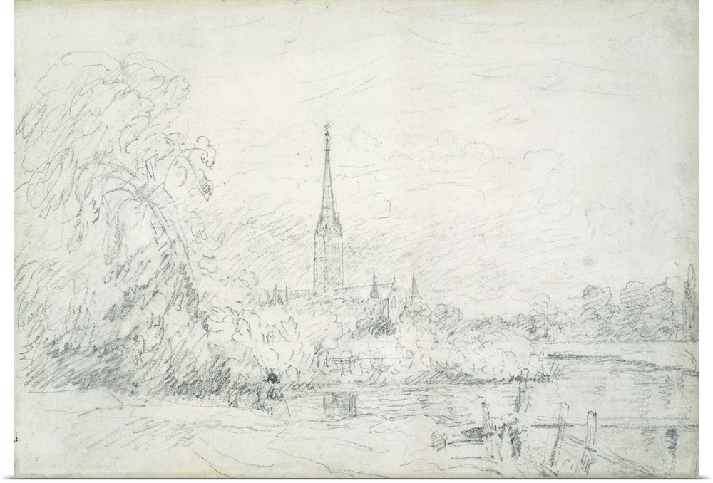 FIT175469 Salisbury Cathedral from the North West, 1829 (graphite on paper); by Constable, John (1776-1837)