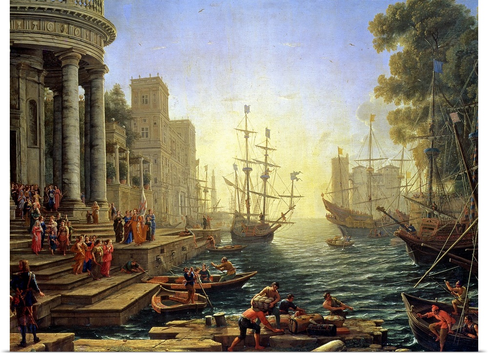 BAL4855 Seaport with the Embarkation of St. Ursula (oil on canvas)  by Claude Lorrain (Claude Gellee) (1600-82); 113x149 c...