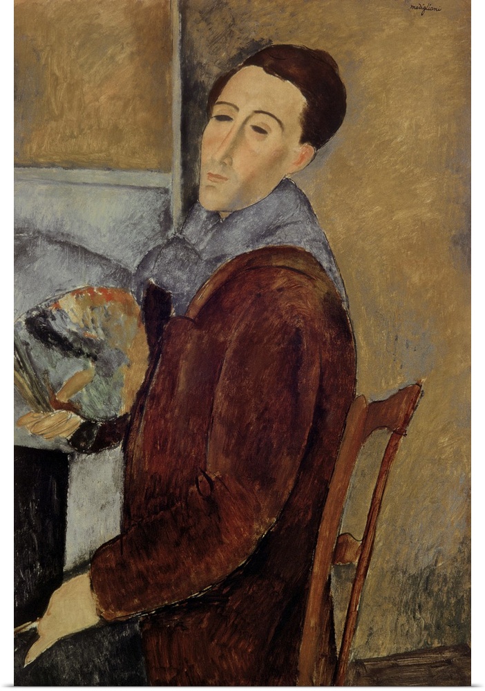 XIR21443 Self Portrait, 1919 (oil on canvas)  by Modigliani, Amedeo (1884-1920); Museu de Arte, Sao Paulo, Brazil; Giraudo...