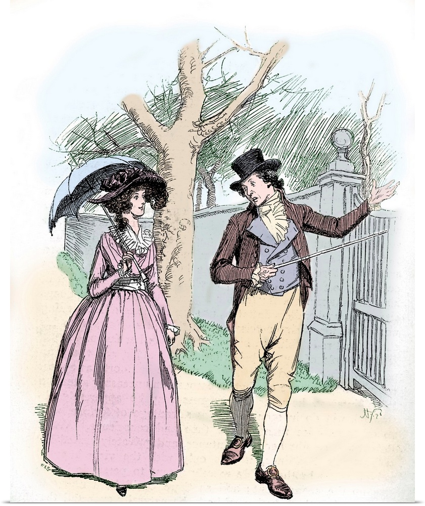 Sense and Sensibility' by Jane Austen-Caption reads: John tells Elinor how much he hopes Marianne will marry Colonel Brand...