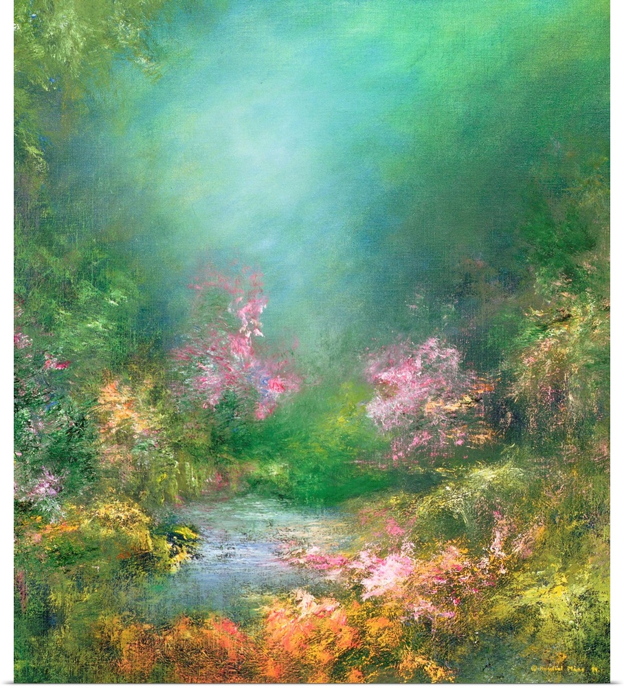 Contemporary painting of a serene garden.