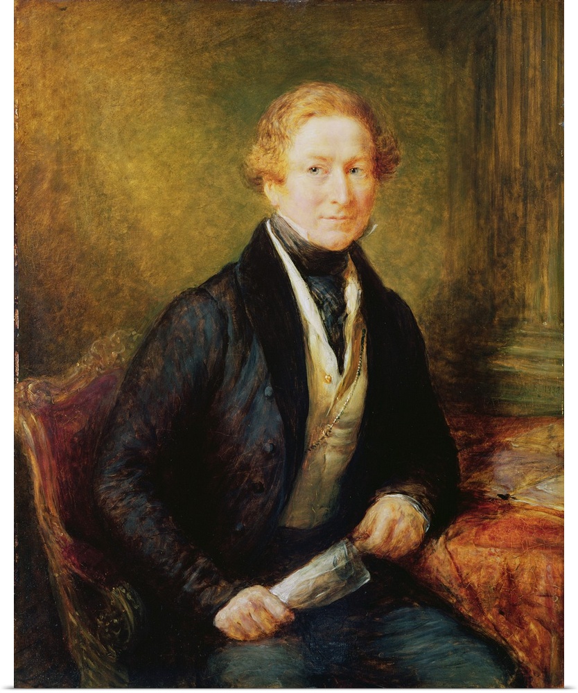 XCF294096 Sir Robert Peel, 1838 (oil on panel)  by Linnell, John (1792-1882); National Portrait Gallery, London, UK; (add....