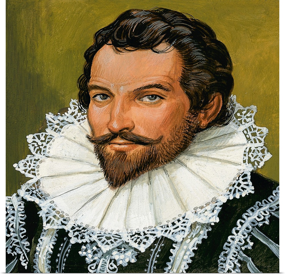 Sir Walter Raleigh. Original artwork for Look and Learn.
