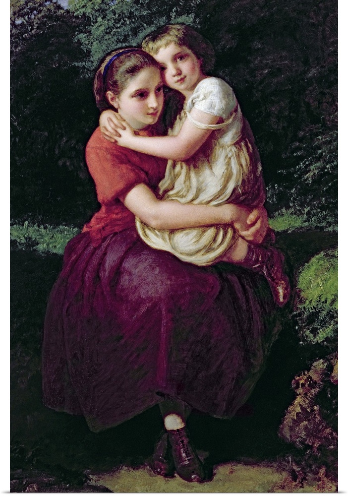 BAL98643 Sisters, 1868 (oil on panel)  by Lejeune, Henry (1819-1904); 48x34 cm; Private Collection; Gemalde Mensing; Engli...