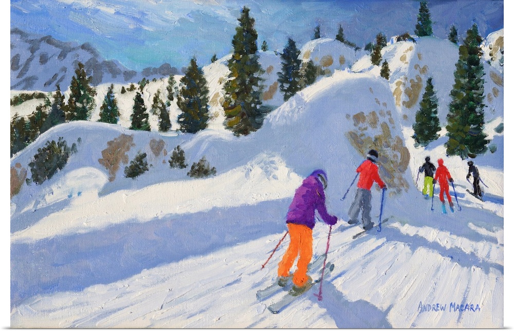 Skiing, Rock City, Selva Gardena, Italy, 2016, originally oil on canvas.