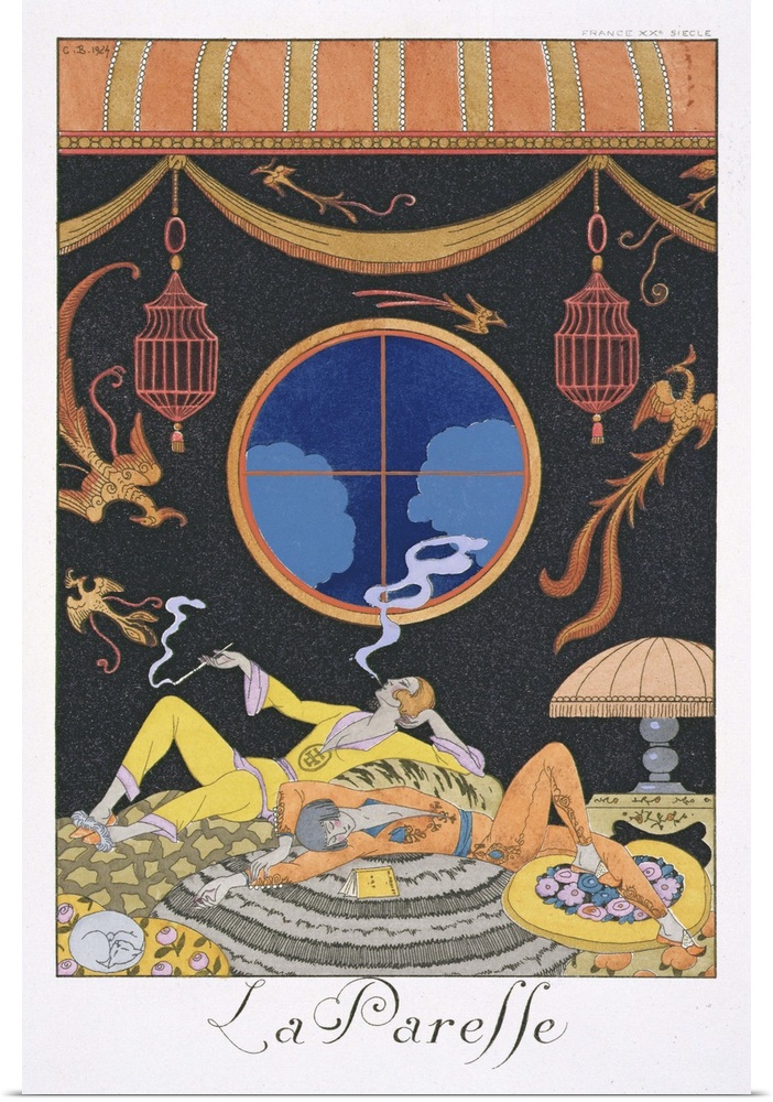 STC226846 La Paresse, 1924 (pochoir print) by Barbier, Georges (1882-1932); Private Collection; The Stapleton Collection; ...