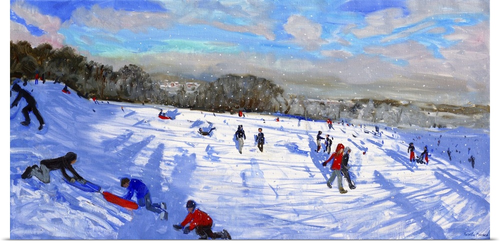 Snow Flurries, Allestree Park, Derby, oil on canvas.  By Andrew Macara.